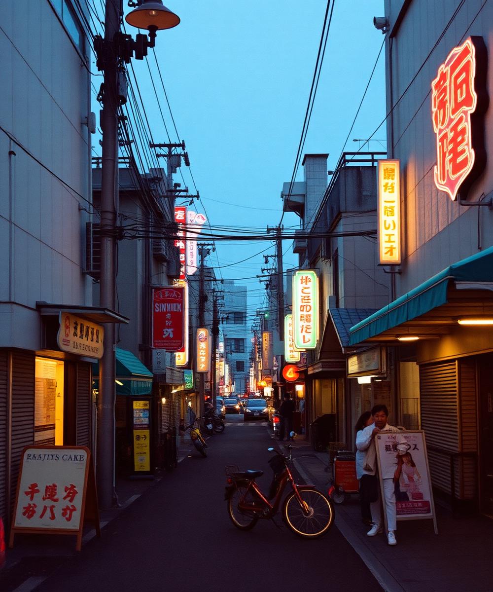 A quiet Tokyo side street at dusk